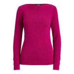 NWT Lauren Ralph Lauren Puff Sleeve Boatneck Sweater